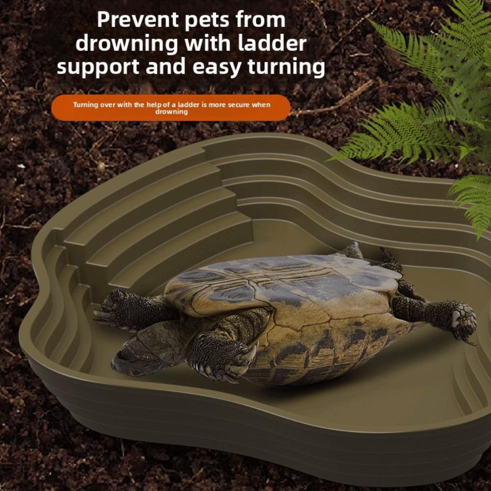 New Plastic Turtle Water Basin Double-sided Use Stepped Design Frog Bathing Basin Multi-size Pet Food Bowl Reptile Habitat