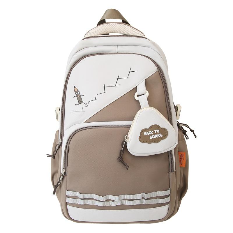 Schoolbag College Style College Student Backpack Mother and Child Bag Class School Bag ins Japanese Contrast Color Simple Trend Backpack Wholesale