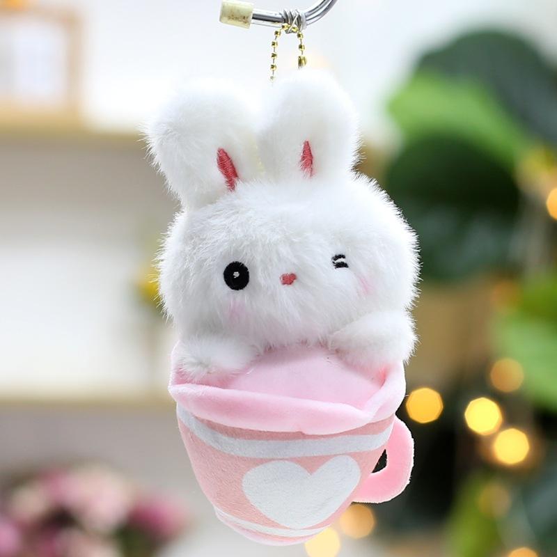 Creative Milk Tea Cup Series Plush Toy Pendant Cute Panda Doll Keychain Bag Hanging Decoration