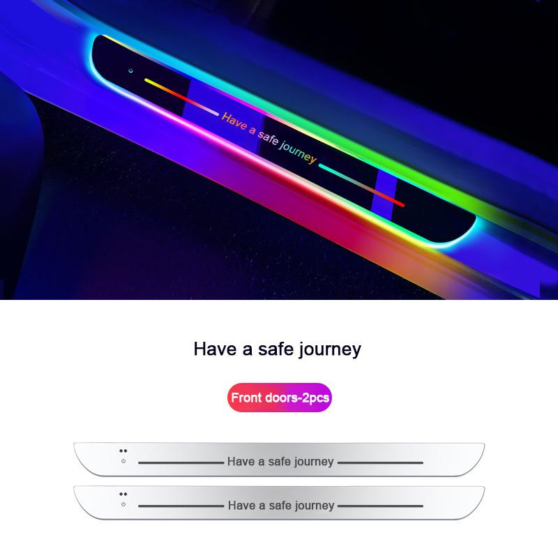 4pcs Customized Car Glows Welcome Door Sill Strip Light Threshold Lamp Welcome Scuff Plate Pedal Light Ambient Light Illuminated