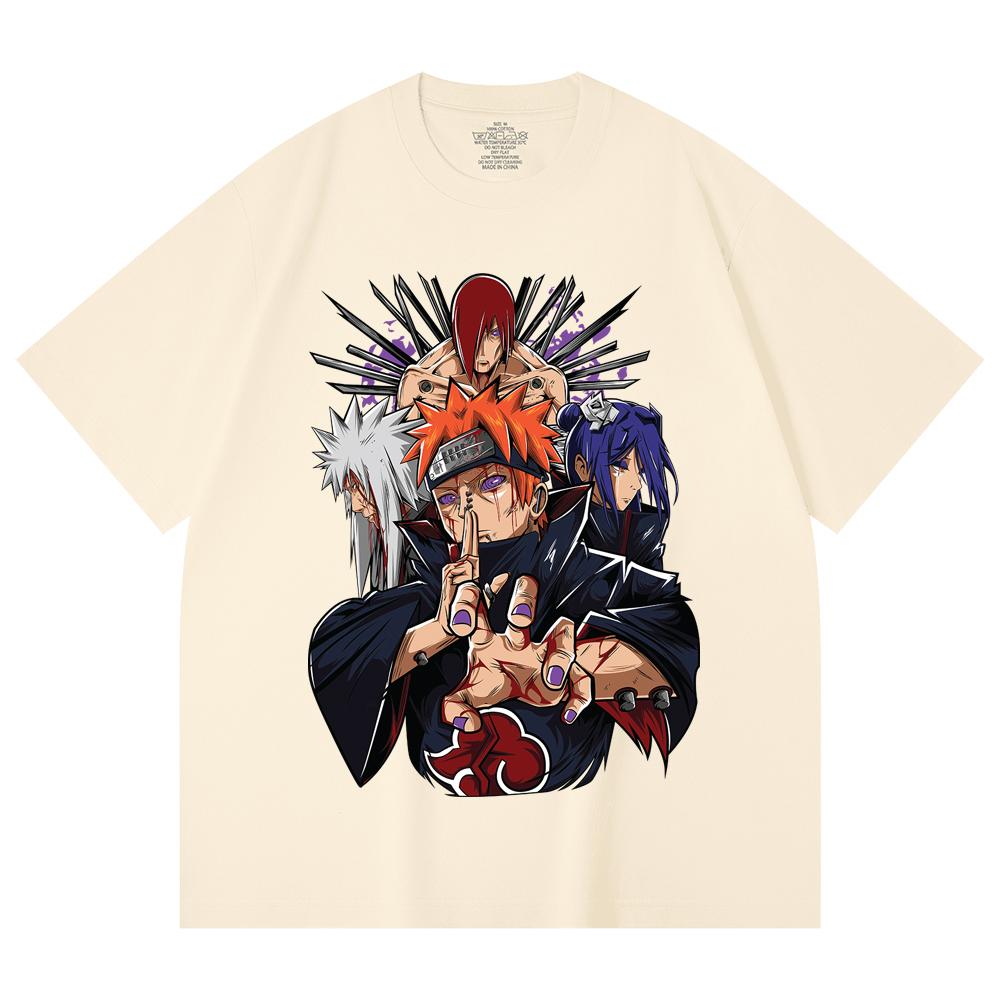230 Gsm 100% Cotton Naruto V10 Pain Print Unisex Heavy Cotton T Shirt XS абрикосовый