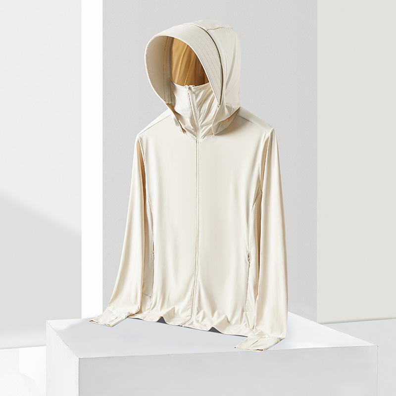 Couple's UPF50+ Ice Silk Sun Protection Jacket UV Protection Lightweight Breathable Cooling Hooded Sun Hoodie for Women