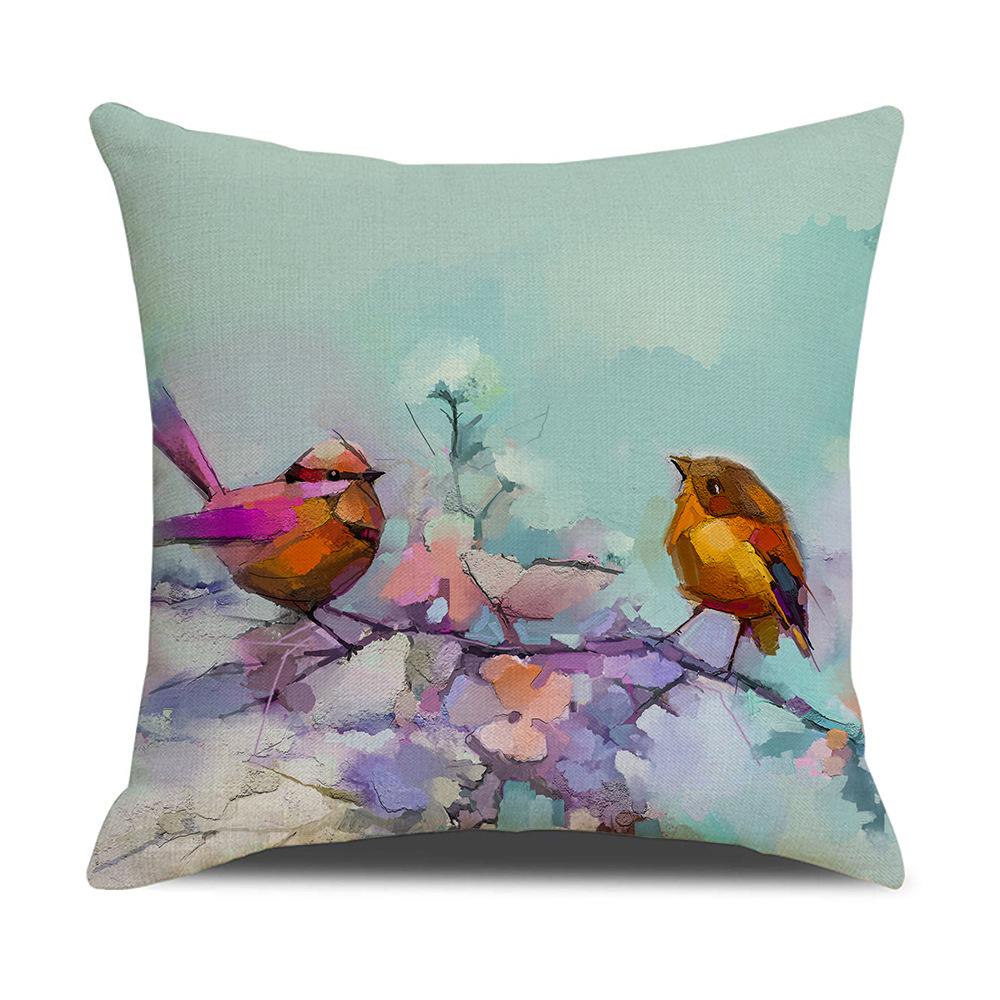 Watercolor Bird Cushion Cover Pillowcase Home Decor Office Sofa Pillowcase Home Decor Pillowcase
