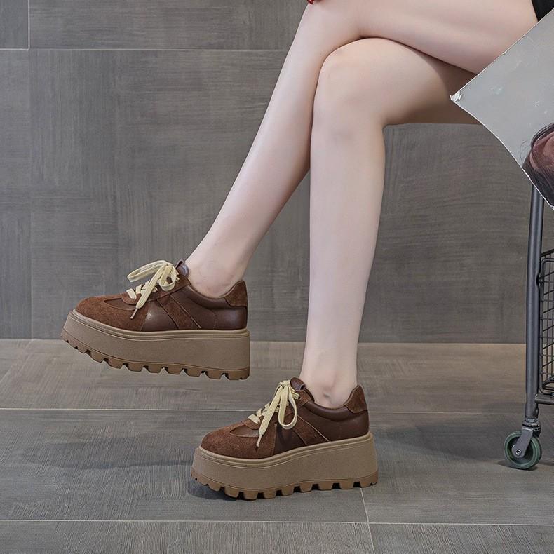 Buty Dexun gruba podeszwa wewnętrzne podwyższenie wysokości damskie nowe matowa skóra retro casual moda sportowe buty deskorolkowe buty dla studentek