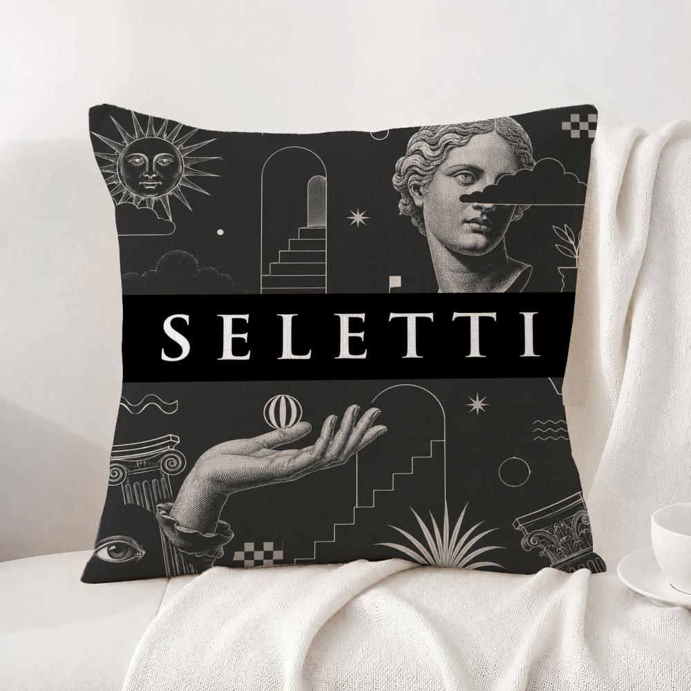 Brand Seletti Cushion Cover Natural Linen Pillowcase Set AllinOne Decor Cushion Cover for Sofa Bedroom Chair