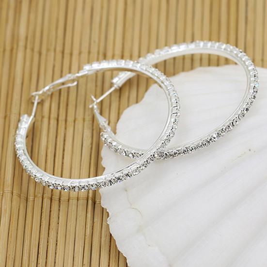 1 Pair Cirle Earrings Rhinestone Decor Jewelry Alloy Women Big Hoop Earrings for Birthday Pary