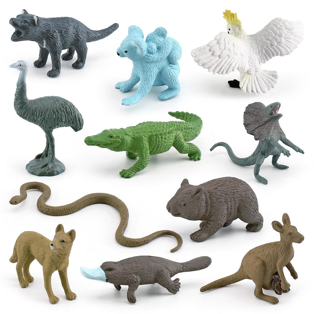 Simulation 11-Piece Platypus Koala Kangaroo Ostrich Wombat Australian Animal Model Static Ornament Toy