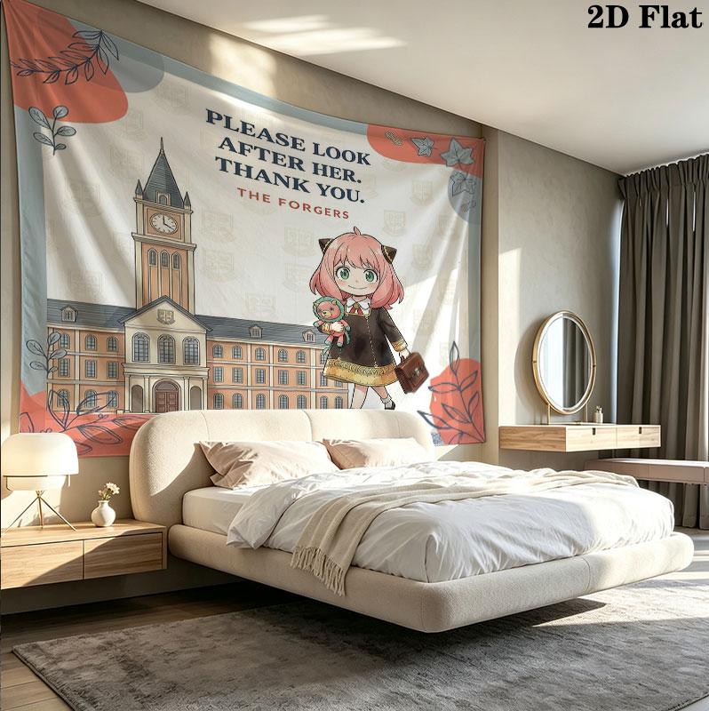 Arazzo da Parete Spy Family Appeso Estetico alla Parete Coperta in Tessuto Stampato Arazzi Decorativi per Camera da Letto Soggiorno Arredamento Casa