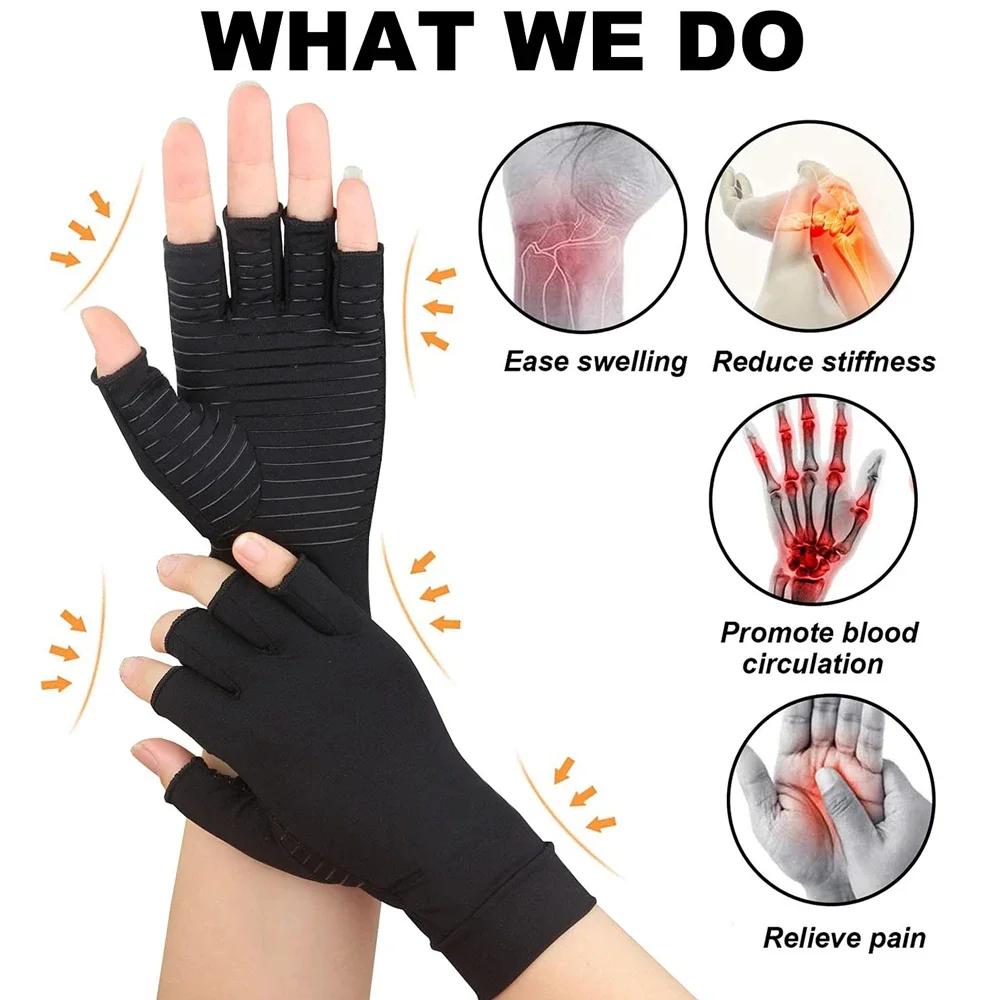 1Pair Arthritis Gloves Hand Wrist Support Brace For Swelling Pain Relief Fingerless Gloves For Carpal Tunnel Women Men