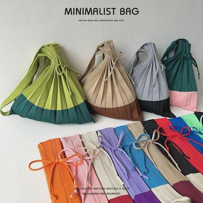 "Korean-Style Ins Pleated Knitted Shoulder Bag: Retro Large-Capacity Accordion Shopping Bag"