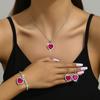 Full Diamond Crystal Jewelry Set Heart of The Ocean Three-piece Necklace Earrings Bracelet