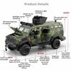 1:32 Scale Sword Toothed Tiger Armored Car Model Toy Wheel Steering Music Light Off-road Police Vehicles Shock Absorption Gifts