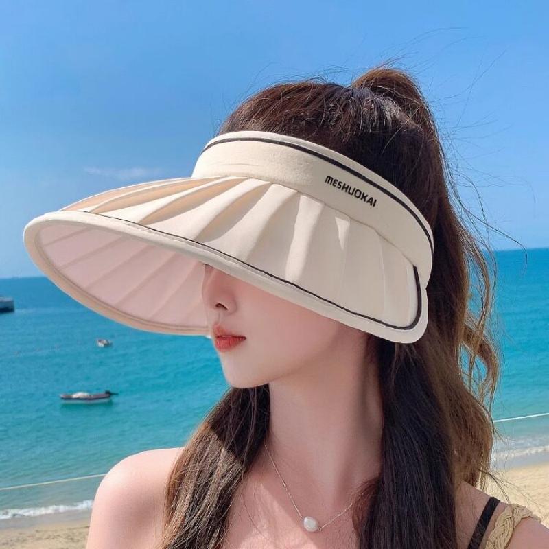 2026 Women'S Summer Large Brim Open Empty Top Sun Hat Upf 50+ Foldable Sunshade Hat Uv Protect Sun Protection Sun Cap