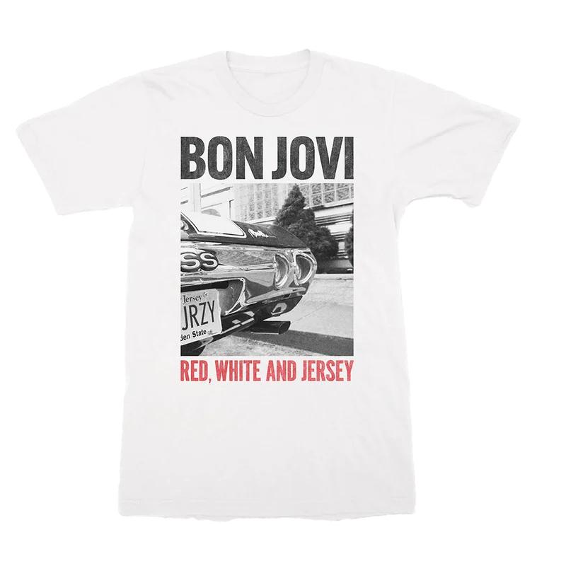 Zespół Rockowy Bon Jovi Bawełniany Graficzny T-shirt z Okładką Albumu Unisex Damskie Koszulki Unisex 2026 Nowa Letnia Wiosenna Moda Hiphopowa Y2k Koszulka