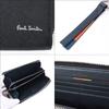 Paul Smith Carteira Longa Embrulhada para Presente com Listra Colorida Couro de Vaca 813019 P917 Sem Fechamento Zíper em Volta, Puxador, Porta-Moedas, Couro, (01. Preto,