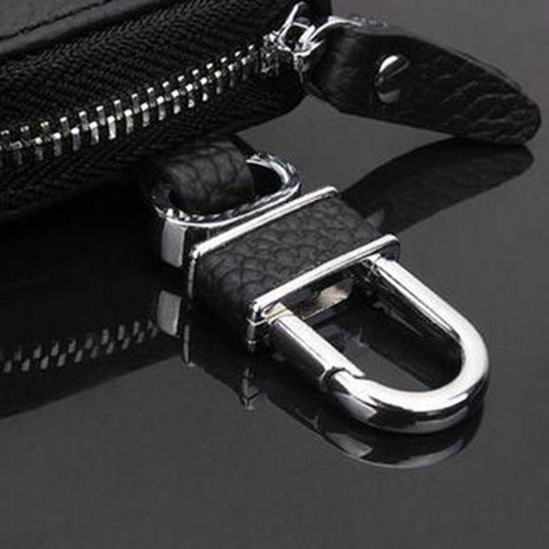 Genuine Leather Key Case Zipper Key Cover Car Accessories Tools for Skoda RS Rapid Yeti Karoq Vision Octavia Kodiaq Kamiq Fabia BI7