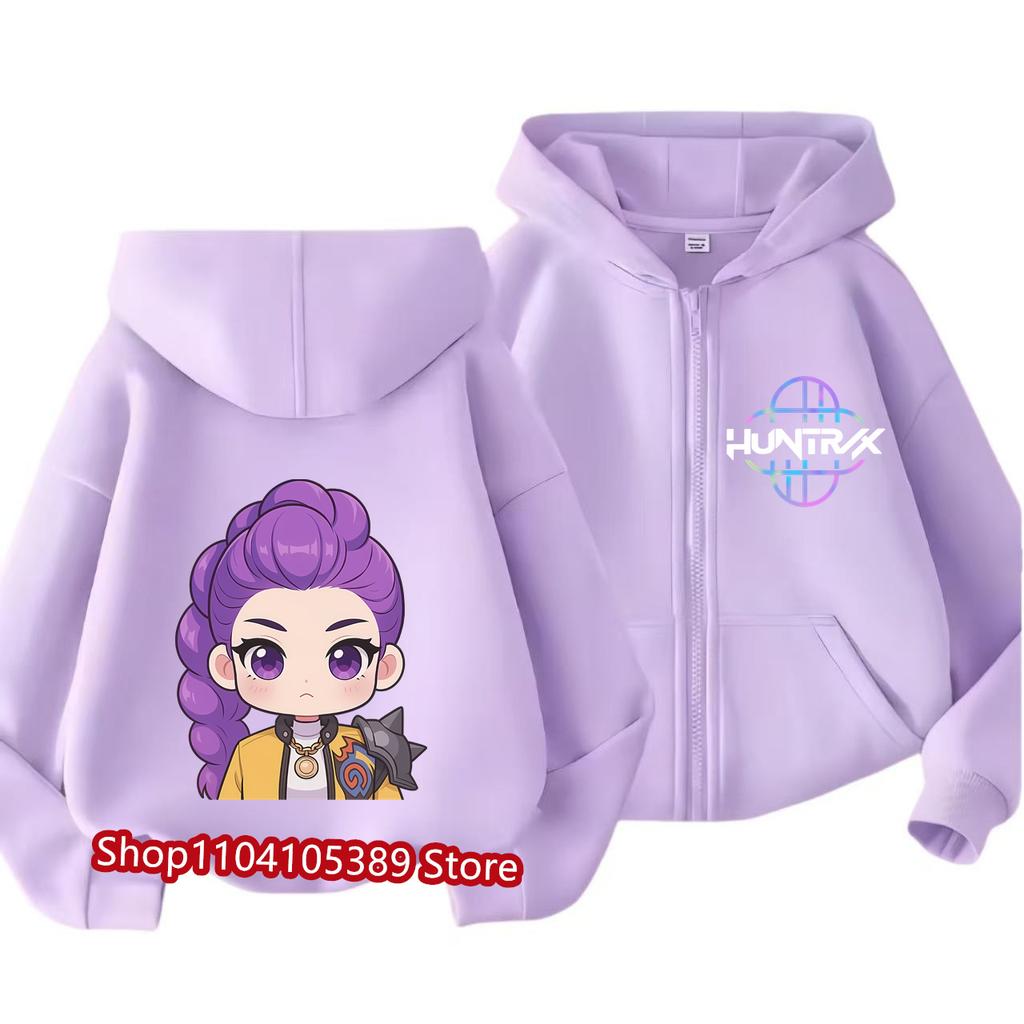 2026 Film Zip Up Sportovní trička Kpop Lovci démonů Mikina Dětské oblečení Dívka Kluk Mikina na zip s kapucí Dětská ležérní mikina
