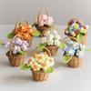 Ny Mini Ull Virkad Flora Tusensköna Solros Handgjord Liten Blomma i Kruka Söt Mjuk Skrivbordsutsmyckning Skrivbordsdekoration