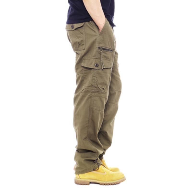Men's Outdoor Tooling Casual Men's Trousers, Construction Site Labor Insurance Store Men's Washed Cotton Multi-bag Pants, Straight Casual Trousers