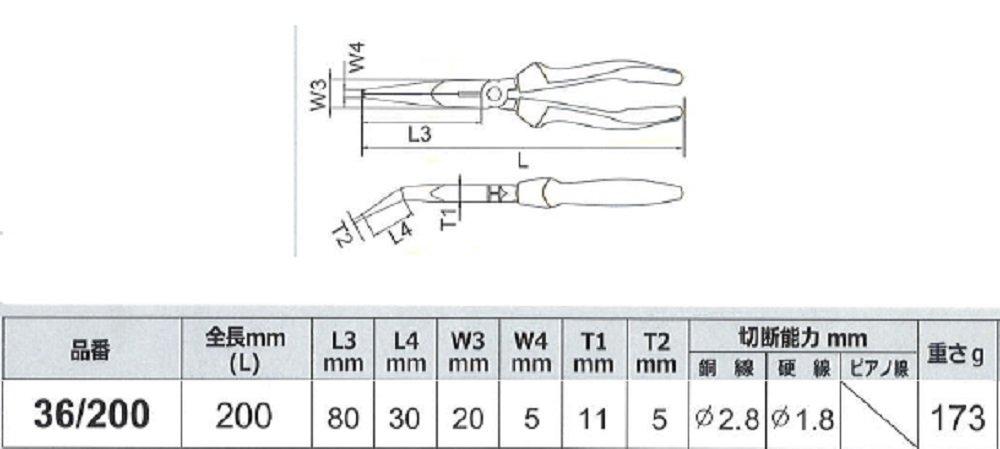 Ohnuté rádiové kleště 36/200