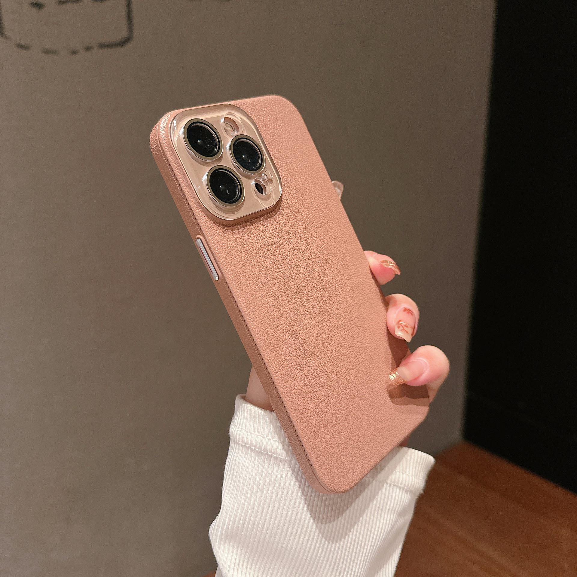 

Чехол для мобильного телефона Apple 14 с кристальной линзой, простой твердый чехол для iPhone 15 с высококачественным узором личи — совместим с 13 Pro Max. iPhone 15 Pro Max