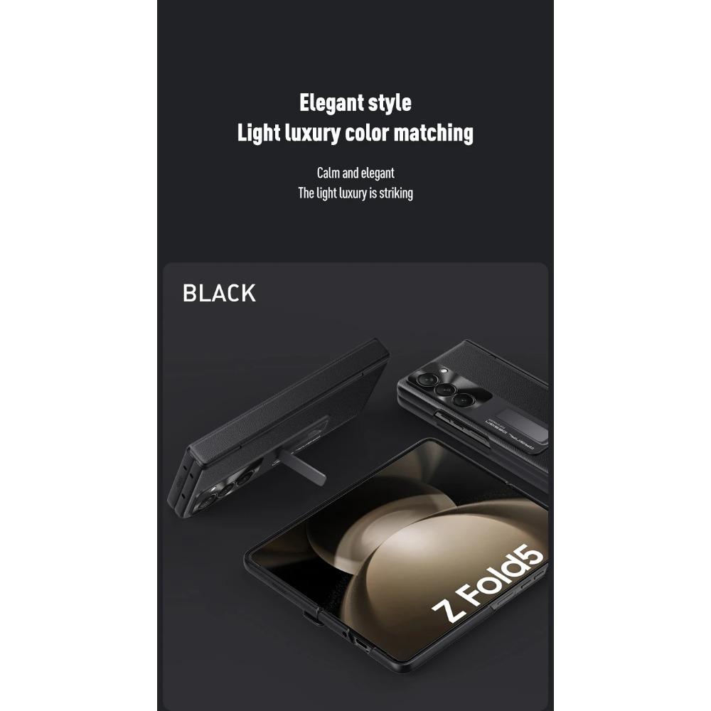 Bracket Case for Samsung Galaxy Z Fold 6 5 4 Fold 5 Front Screen with Film Protection Shockproof Fashion Hinge Skin Feel Cover