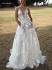 European and American Women's Puffy Lace Wedding Gown - Sexy White Strappy Bridesmaid Dress