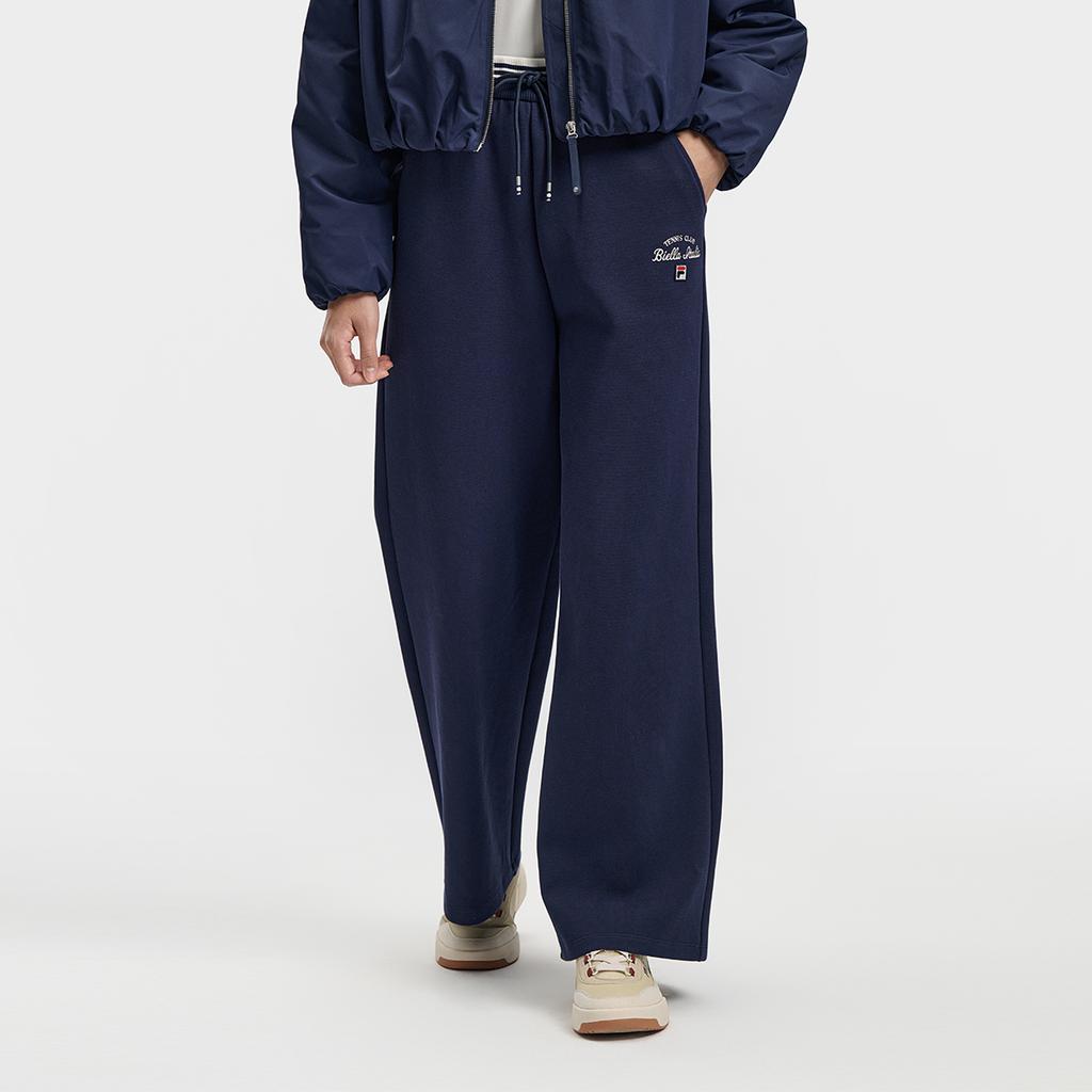 Fila Tennis Fashion Minimalist Classic Retro Casual Versatile Loose Comfortable Knitted Sports Pants Women Bottoms Sky-Blue A11W613603FBU