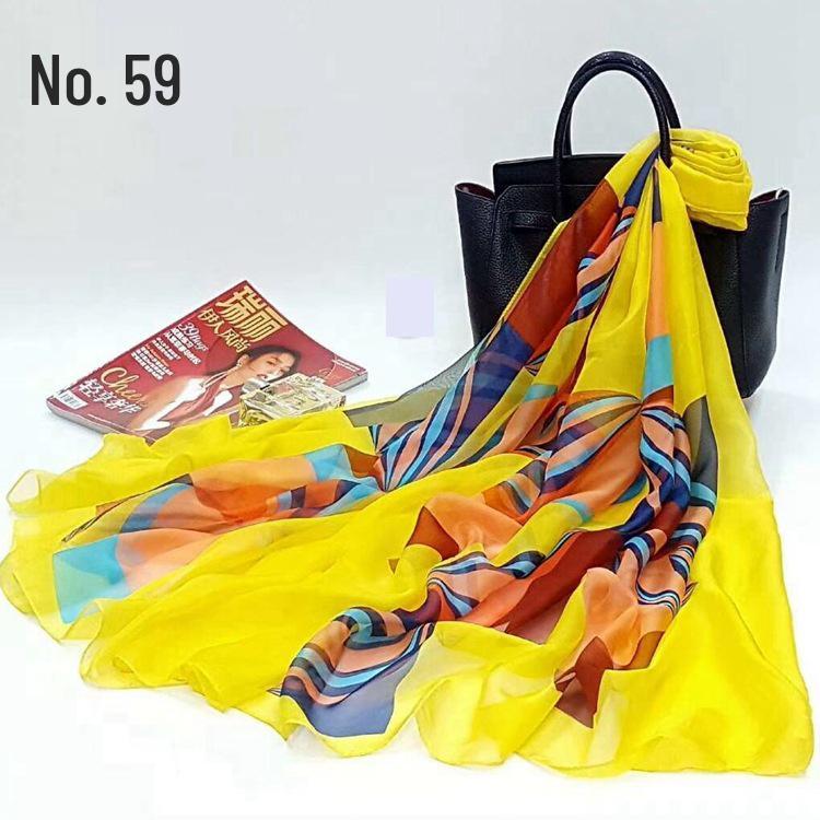Women's Chiffon Scarf - Lightweight, Printed Sun Protection for Spring, Summer, Fall - Versatile Beach Shawl