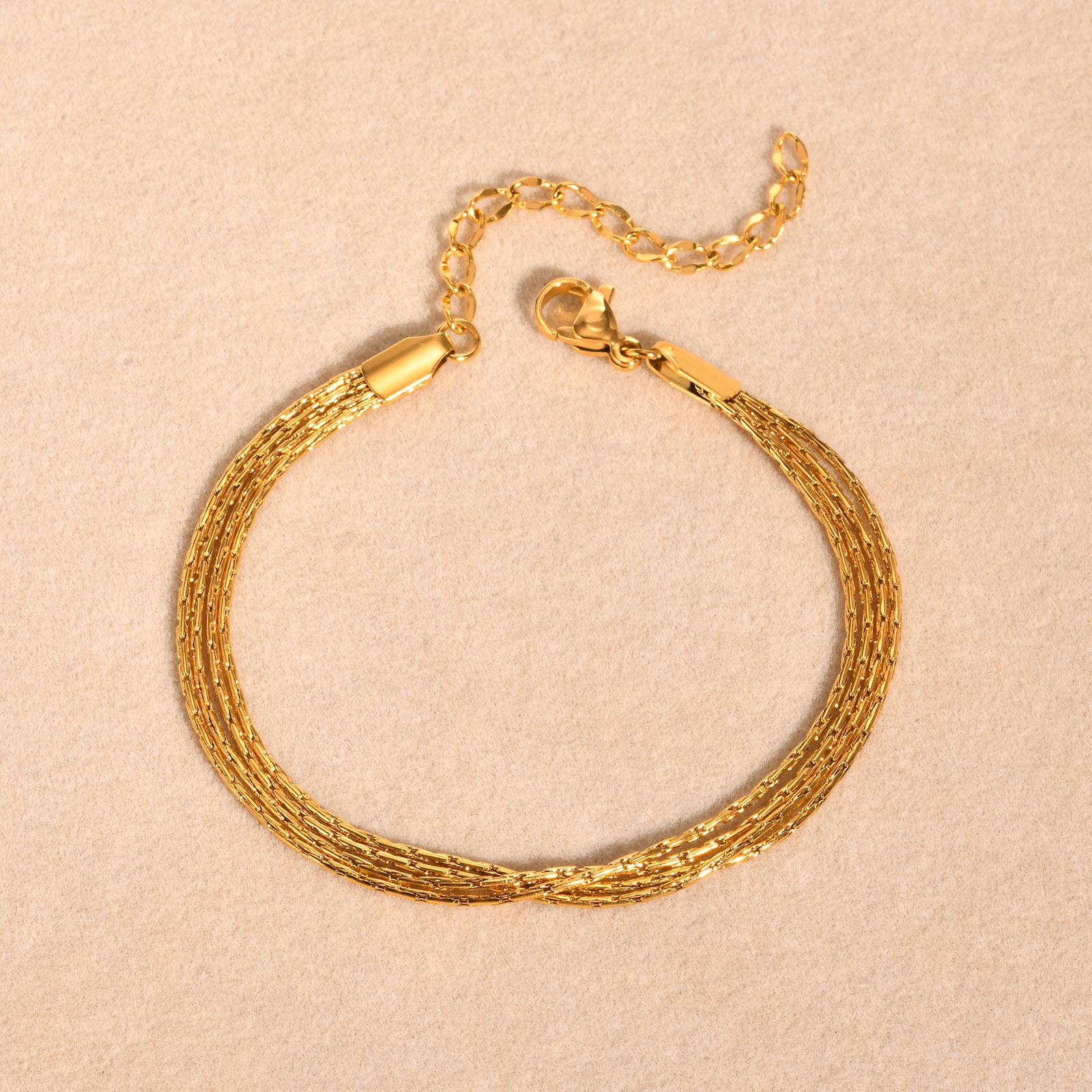 

Многослойный браслет для женщин и девушек из нержавеющей стали с молотковой цепочкой, модный циркон для отпуска, на каждый день, для вечеринок 16-21cm