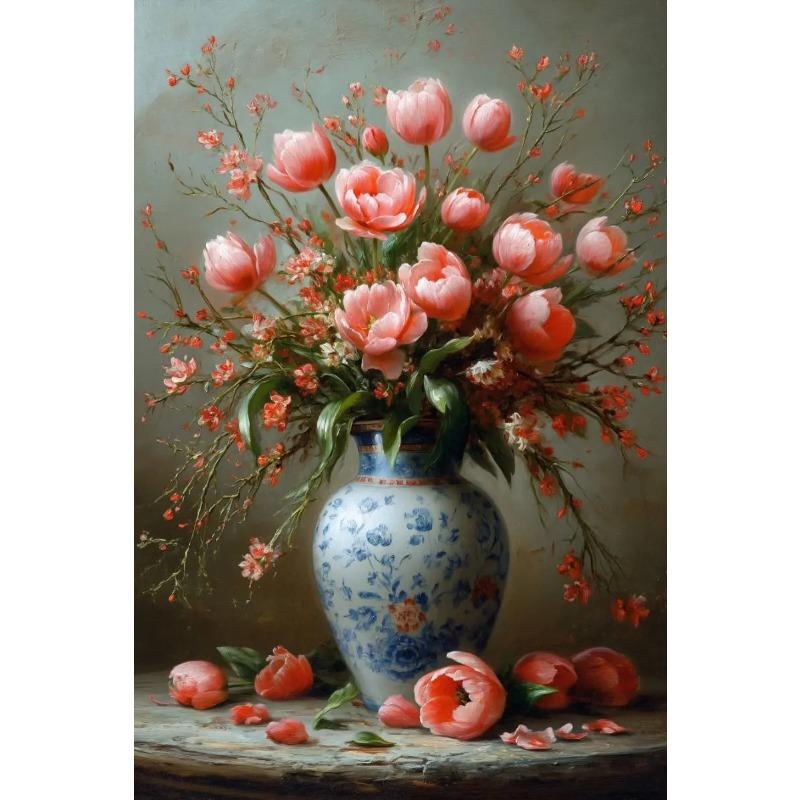 Vintage Still Life Print Retro Flowers Poster For Living Room Decor Aesthetic Peony Daisy Lily Flower Canvas Painting Wall Art