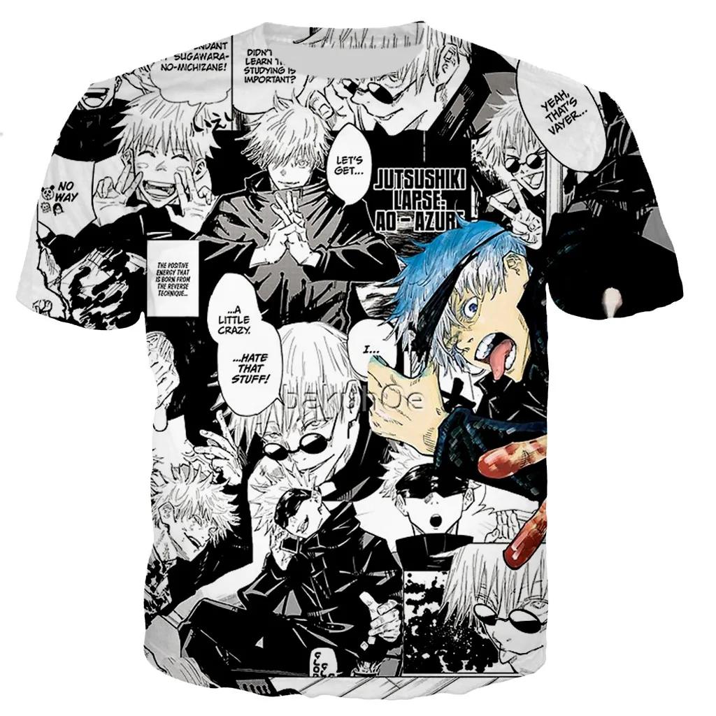 Summer Round Neck 3D Jujutsu Kaisen Satoru Gojo Printed Top Fashionable Casual Short Sleeved Children's Boy T-shirts