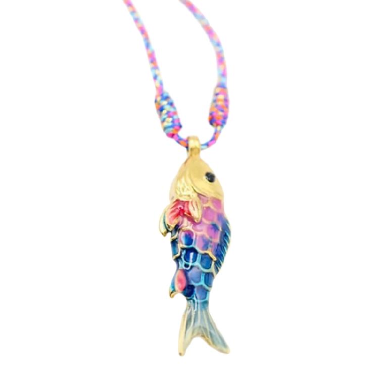 Stainless Steel Marine Fish Pendant Jewelry Multicolor Rope Chain Necklace Portable Designs
