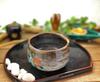 Hyakukaen Kutani Matcha Bowl with Camellia and Ceramic Birds,