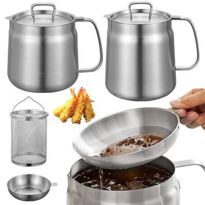 Frittiertopf aus Edelstahl mit großem Fassungsvermögen und Ölfilter, multifunktionale Frittierpfanne für die Küche, 1,5 l, 2 l
