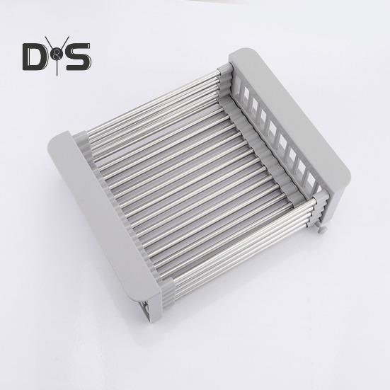 Scolapiatti in acciaio inossidabile, design retrattile, grande capacità, antiruggine, resistente alla corrosione, organizer per lavello da cucina
