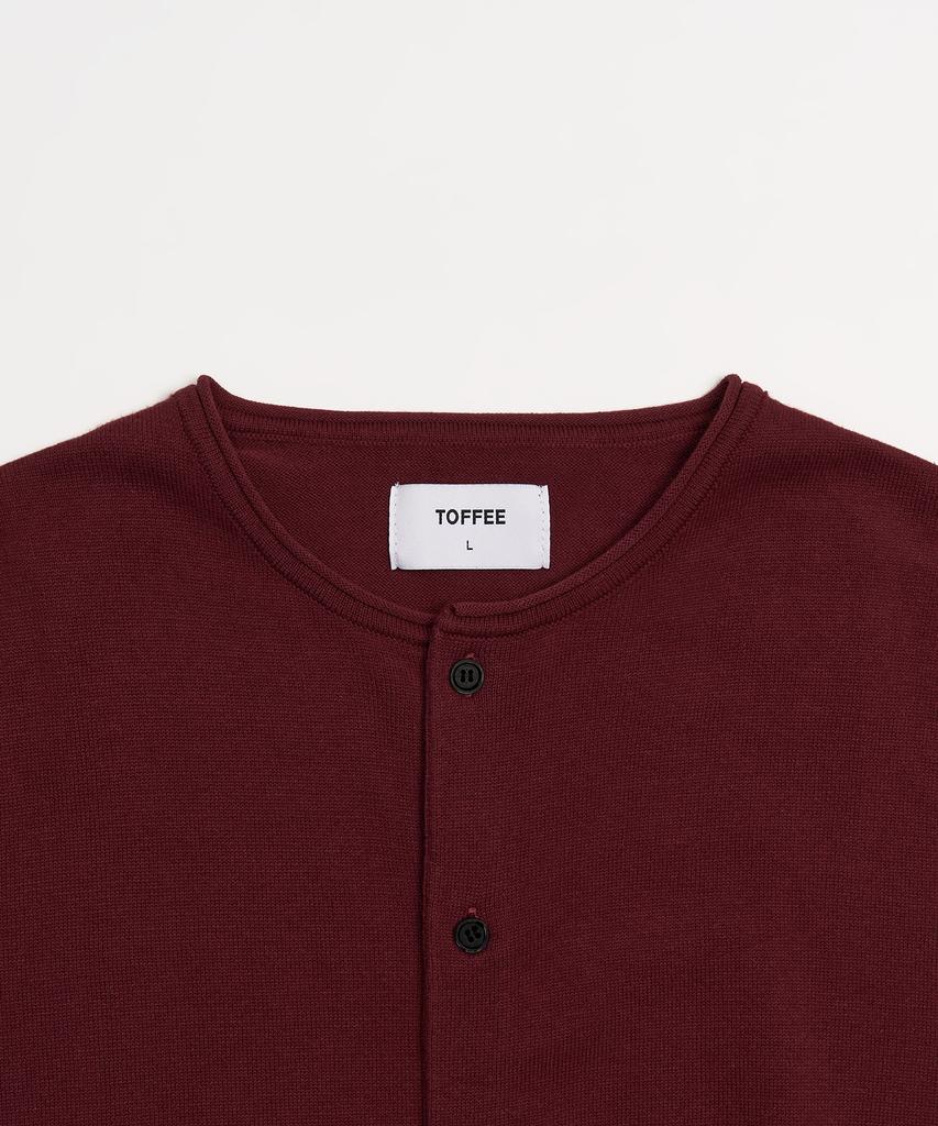 Toffee Cutoff Round Neck Cardigan (Red)