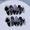 Long Stiletto Press On Fake Nails Blue Heart Diamond Bow Decoration False Nail Fashion Artificial Nail Handmade Acrylic Nail