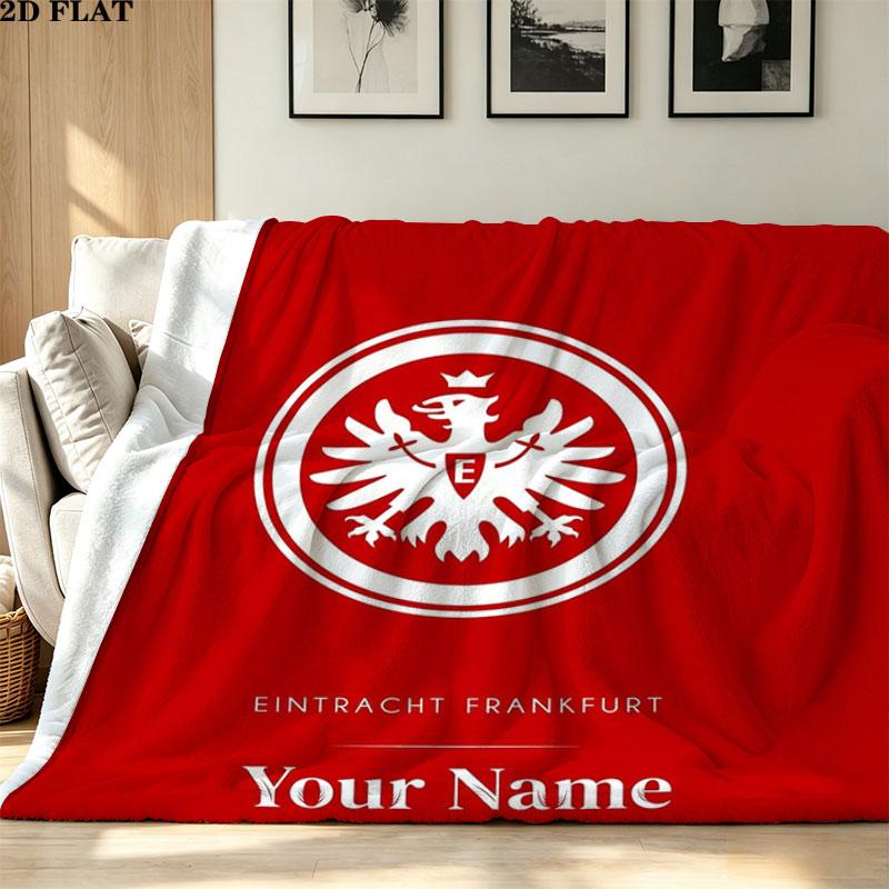 1PC Eintracht Frankfurt Custom Name Patterned Flannel Blanket Suitable For All Seasons for Home Decor Warmth and Comfort Gifts Holiday Present