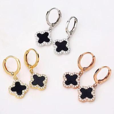 High-Grade Luxury Shiny Clover Earrings Earrings Net Red Earrings Temperament Ladies Four-Leaf Clover Earrings