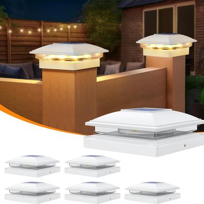 Waterproof Solar Post Light: Warm White 4x4 Outdoor Column Light for Garden, Terrace, Deck, and Fence Decoration