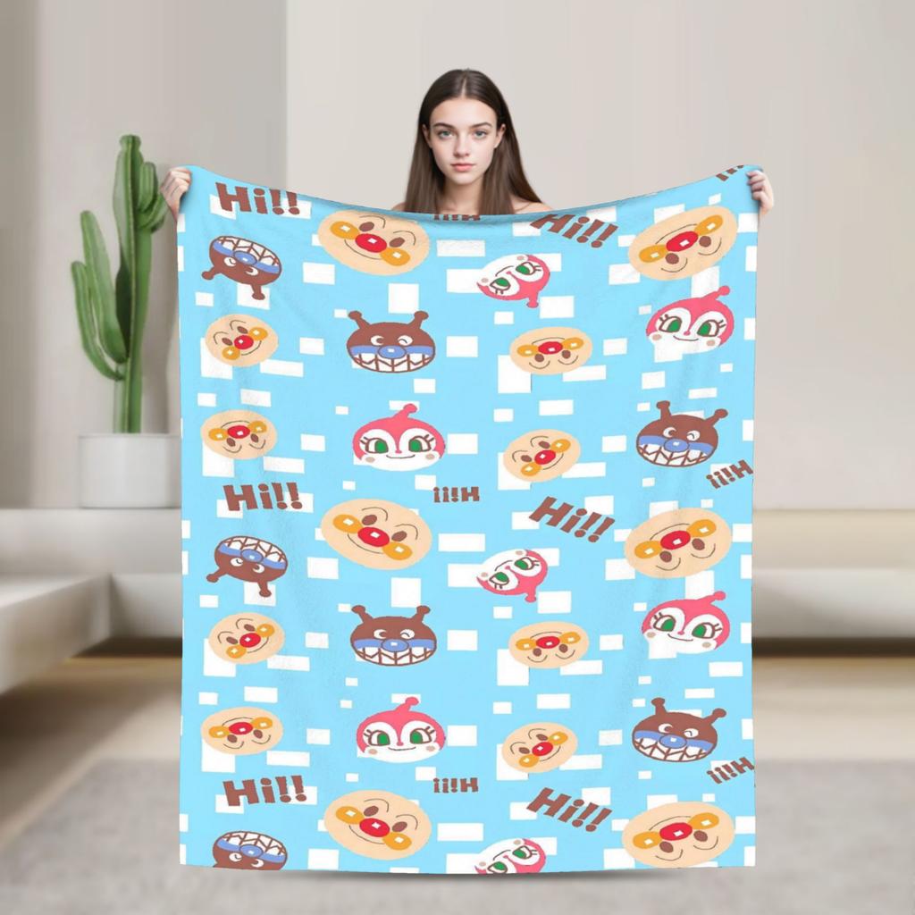 Anime Anpanman Super Warme Decke Flugzeugreise Plüsch Bettwäsche Überwürfe Neuheit Sofa Bett Flanell Tagesdecke Sofa Bett Abdeckung