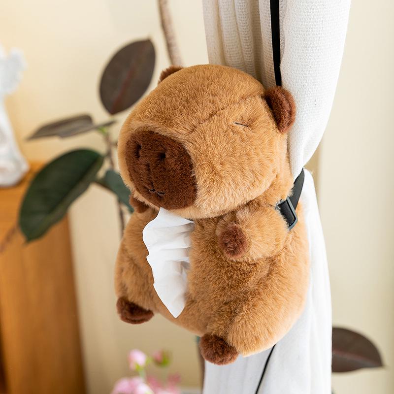 Capybara Plush Toy Car Tissue Box Cover: Cute Storage Ornament Holder