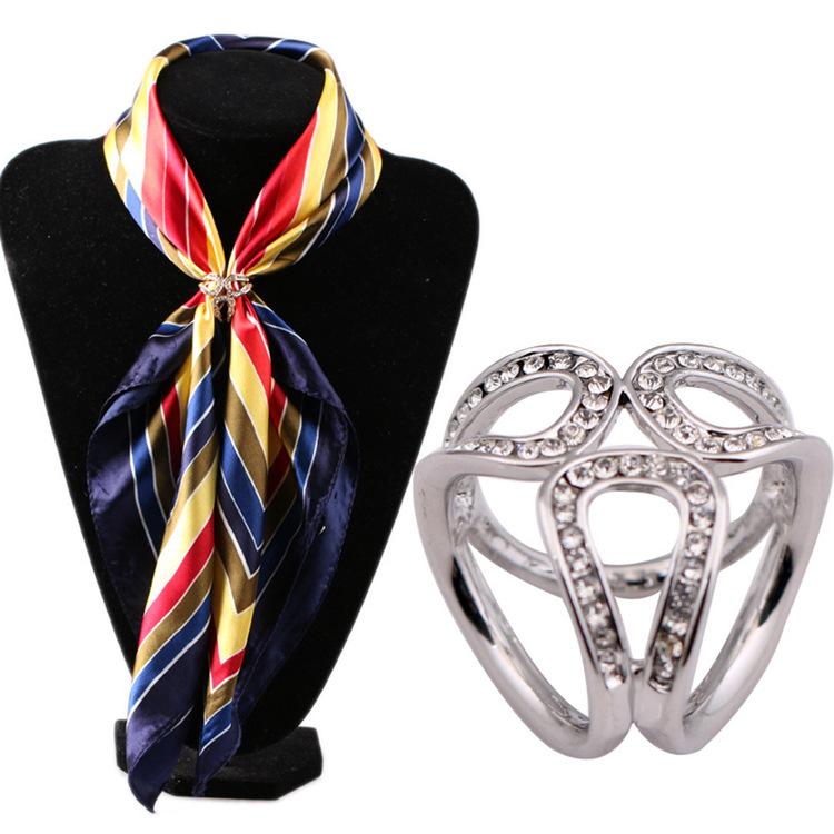 Crystal Scarf Silk Buckle Clip Women Jewelry
