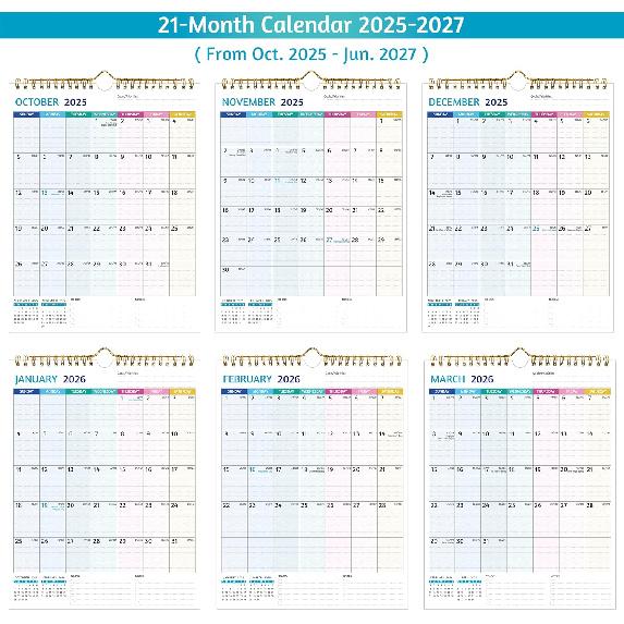 2026-2027 Wall Calendar – Use Now To Jun 2027, Calendar 2026-2027 Wall, 21 Monthly Calendar, 8.5 X 11 In, 2026 Small Calendar, Ruled Blocks, Thick