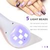 Handheld-LED-UV-Nagellampe, wiederaufladbarer Nageltrockner mit 5 Lampenperlen, Schnelltrocknungsmaschine, tragbare Heim-DIY-Salon-Maniküre