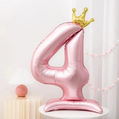 42 Inch Digital Balloon Aluminum Foil Princess Birthday Jumbo Number Balloon Wedding Party Ballons Pink Crown Balloons