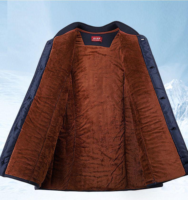 Woodpecker Winter Plus Velvet Dad Suit: Thickened Cotton Jacket & Pants for Middle-Aged & Elderly
