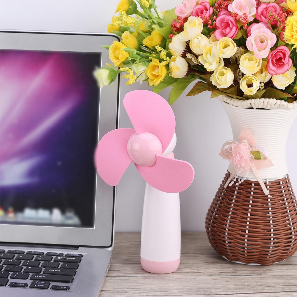 Portable Handheld Mini Cooling Cool Fan Two AA Batteries Operated for Home Office Travel Pink