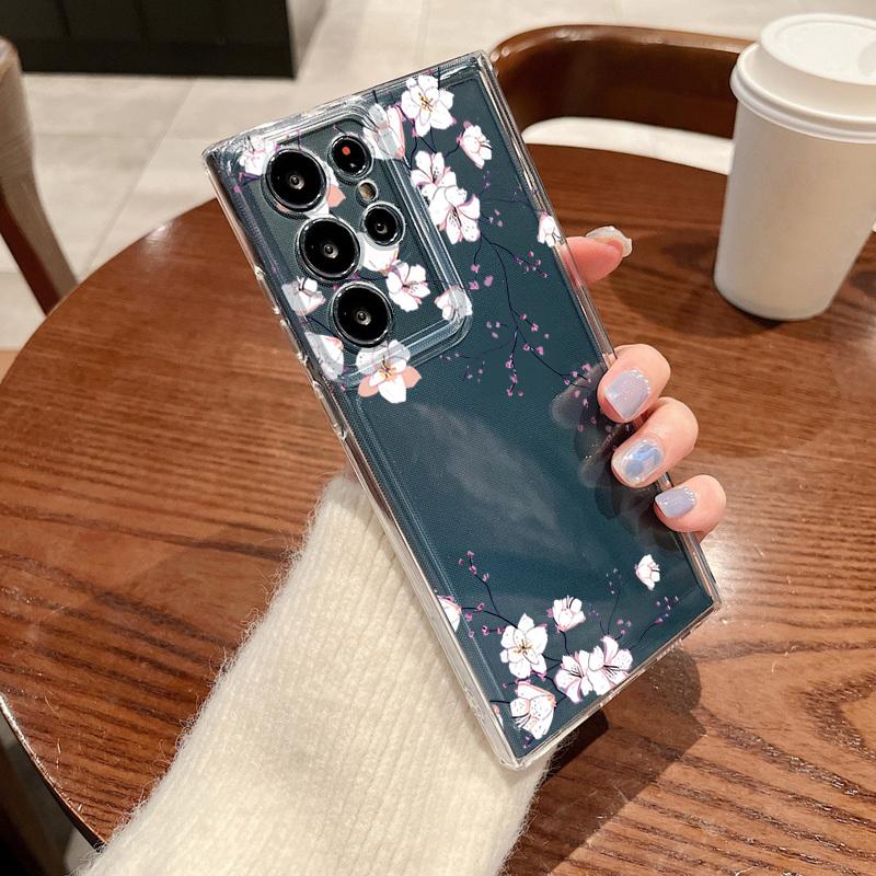 Realistic Flowers Pattern Phone Case For Samsung Galaxy S26 S25 S24 S23 Ultra S22 Plus S24 S21 FE S25 Edge Clear TPU Soft Cover